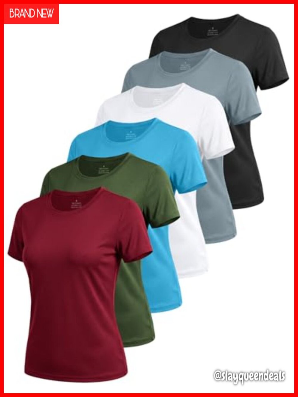 6 Pack Workout Tops Short Sleeve Athletic Quick Dry Crew Neck Tees